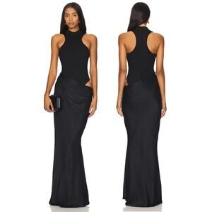 Camila Coelho Estrella Maxi Dress Detachable Skirt Party Evening Gala Black Sz S